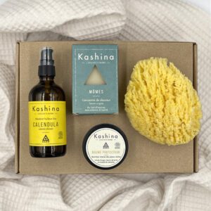 coffret calendula avec savon Momes et éponge de mer